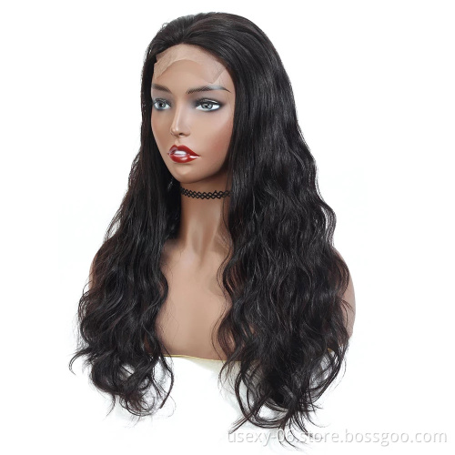 Natural Color Brazilian Straight Lace Front Human Hair Closure Wig For Black Women Virgin Cuticle Aligned 4X4 Lace Closure Wig